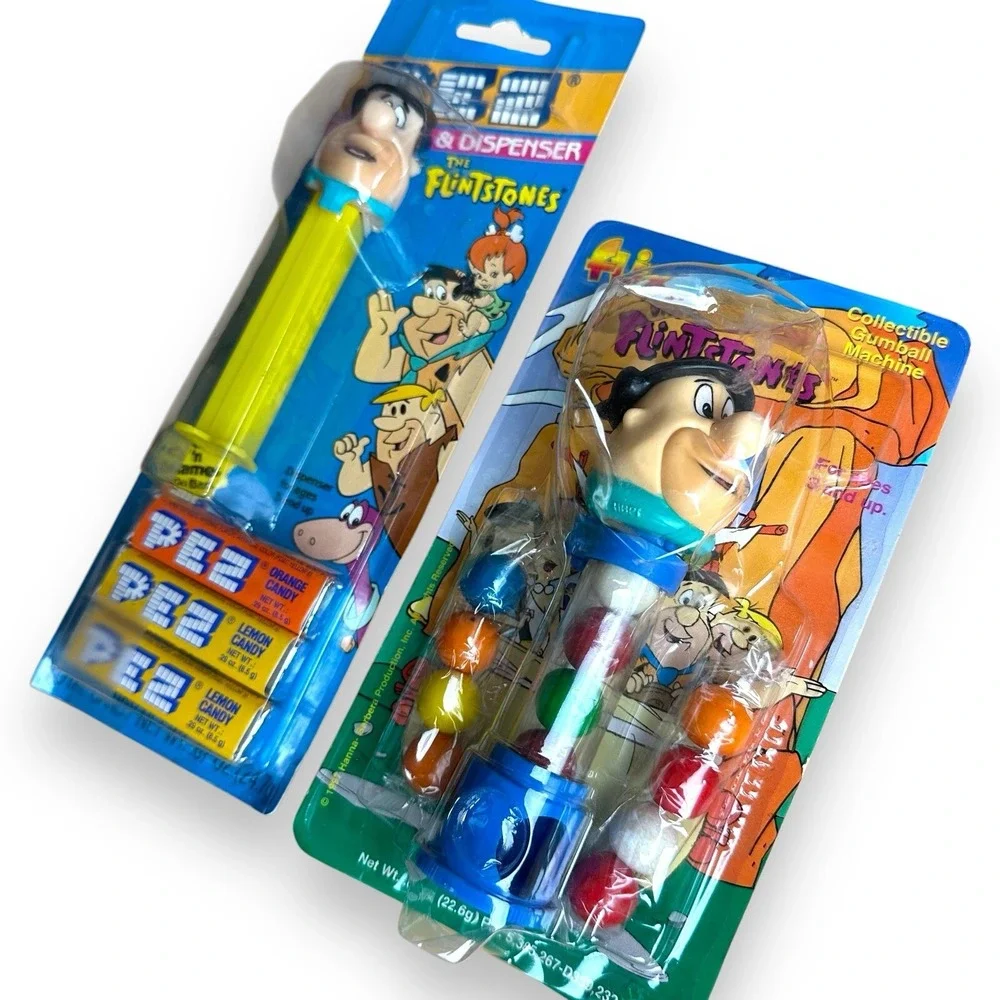 Vintage The Flinstones PEZ Dispenser & Collectible Flix‎ Gumball Machine Lot (2)